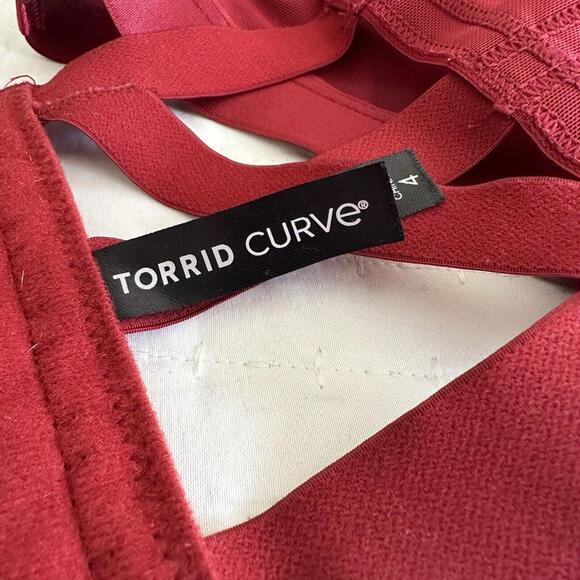 Torrid Curve Plus Size 4 Red Overt Strappy Mesh Bra Longline Bralette - Picture 9 of 11